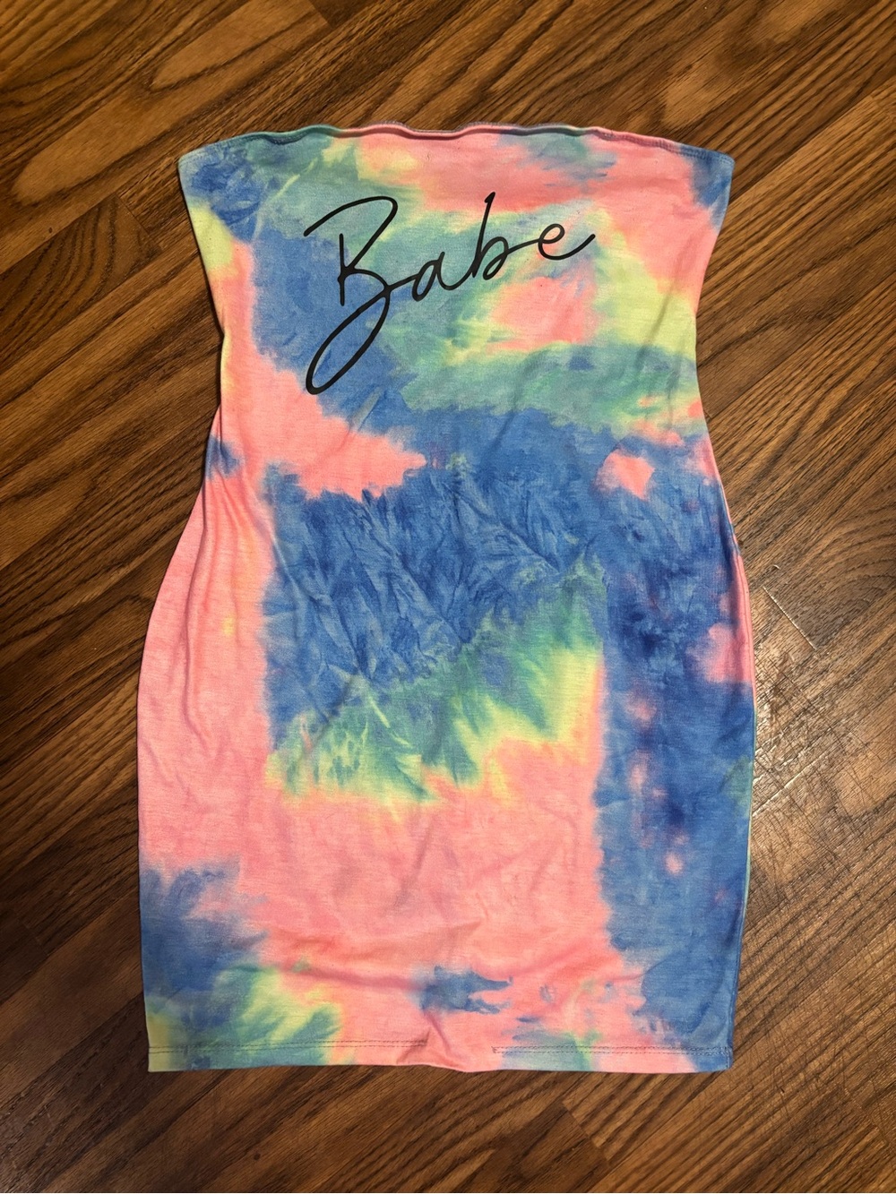 SHEIN Pastel Tie-Dye Woman Strapless Body Con Mini Dress *Medium * Babe
